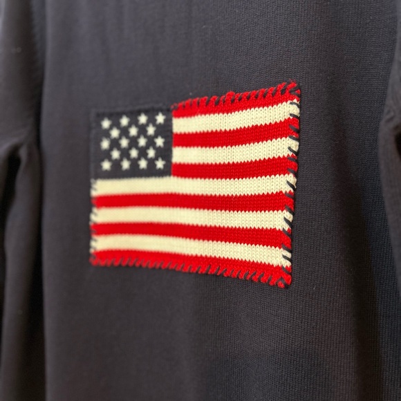 Rafaella 1X Navy American Flag Knit Sweater Top Patriotic - Picture 4 of 5